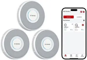 Smart Wi-Fi Smoke Detector with Voice Alerts and 17 Locations, Fire Alarm, Fire Detector, 1.3 in (33 mm) Thick, XS0B-iR, 3 Pack