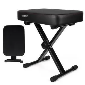 Piano Bench Folding Piano Stool, Comfortable Memory Foam Piano Seat Adjustable Piano Chair with Flannel Top Padded Keyboard Bench, Non-Skid Design Keyboard Stool