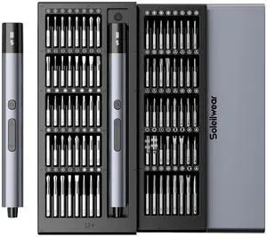 Electric Screwdriver Set, 80-in-1 Mini Electric Precision Screwdriver Cordless with 5 Torque Levels, Max 0.75N.m, 500mAh Battery, Small Power Screwdriver Kit for Laptop, Phone & Electronics Repair