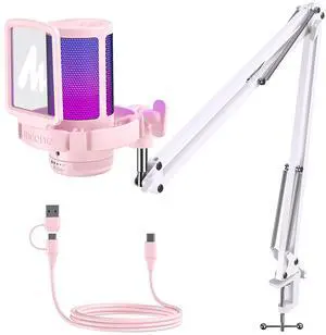 Gaming USB Microphone with Noise Cancellation, Streaming mic for PC Computer MAC PS4 PS5, All-in-One Kit with Mute, Monitor for Recording, Podcast, Twitch, YouTube, Discord, DGM20S Pink Gaming USB Microphone with Noise Cancellation, Streaming mic for PC Computer MAC PS4 PS5, All-in-One Kit with Mute, Monitor for Recording, Podcast, Twitch, YouTube, Discord, DGM20S Pink