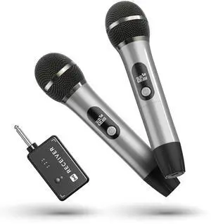 Wireless Microphones, Wireless Microphone with One-to-One Chip Connection, 40H Duration, 200 FT Distance Receiving, Semi-Metallic tube Microphone for Singing, Video Recording, YouTube, Home Party