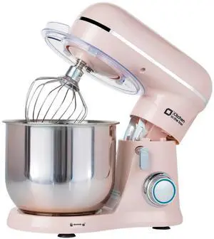 Stand Mixer, 3.5 QT Small Kitchen Electric Stand Mixers, 10-Speed Portable Lightweight Dough Mixer for Daily Use with Egg Whisk, Dough Hook, Beater (Light Pink)