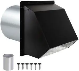 8 Inch Wall Vent Hood Wall Exhaust Vent Cover Outdoor Hooded Wall Vent with Screen and Damper,Wall Vent Cover Cap Exterior Air Exhaust for Kitchen Range Hood HVAC Duct Dryer Vent,Galvanized Steel