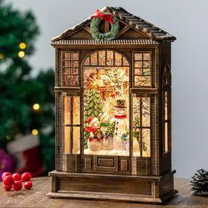 Christmas Snow Globe Swirling Glittering Snowman Choir Manger Scene, USB Lined/Battery Operated Lighted Water Lantern for Christmas Festival Decoration Gifts