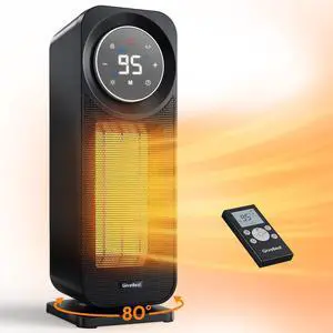 Touch Panel Space Heaters for Indoor Use, 1500W Fast Heating Electric Heater with Remote, 5 Modes, Quiet and Night Light, Thermostat Control, Ideal for Bedroom, Office
