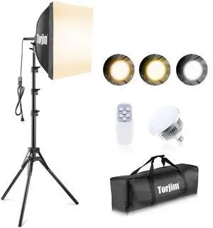Softbox Photography Lighting Kit, 16'' x 16'' Professional Softbox Lighting Kit with 85W 3000-7500K LED Bulbs, Studio Lights for Photography/Video Recording/Live Streaming/Portraits Shooting