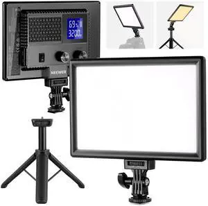 9" LED Video Light Panel, Dimmable DSLR Camera Soft Lighting with Mini Desk Tripod Stand, USB Type C Ports, 3200K~5600K CRI95+ for Studio Photography Video Recording Live Streaming, NL-116AI