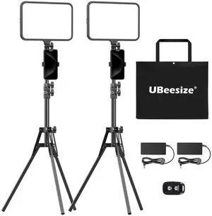 2 Pack LED Video Light Kit, Photography Lighting, 13" Studio Lights with 65" Tripod Stand and Phone Holders, Podcast Lighting for Video Recording,Tiktok,YouTube