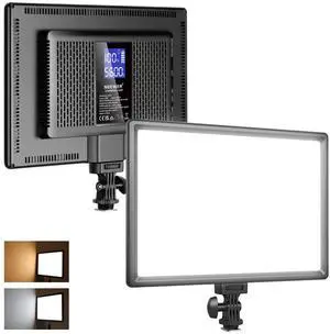 192 LED Video Light Panel, 20W Ultra Thin Bi Color Dimmable DSLR Camera Soft Light, 8000mAh Built in Lithium Battery, 3200-5600K CRI97+, Key Lighting for Studio Photography Recording Streaming
