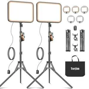 12'' LED Video Light Kit | High Brightness | 5 Lighting Modes | 3000-6500K Studio Lights with Tripod Stand, Phone Holder &Wireless Remote | Professional Photography Lighting for Video Recording