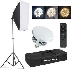 Upgrade LED  Softbox Lighting Kit, Photography Studio Light with 19.7"X27.5" Reflector and 3 Colors Temperature 45W Bulb with Remote, Professional Photo Studio Equipment for Portrait Video