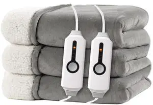 Electric Heated Blanket Queen Size 84"x90" - Dual-Sided with Microplush & Sherpa Fabric, 4 Heat Settings & 10 Hours Auto Off, Machine Washable - Light Gray Electric Heated Blanket Queen Size 84"x90" - Dual-Sided with Microplush & Sherpa Fabric, 4 Heat Settings & 10 Hours Auto Off, Machine Washable - Light Gray