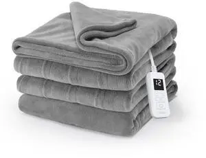 Electric Royal Luxe Microplush Heated Blanket, 12 Heat Settings, 12-Hour Auto Shut-Off, Fast Heating, Warm & Cozy, Machine Washable, Dove Gray Color, Twin (84" x 62") Electric Royal Luxe Microplush Heated Blanket, 12 Heat Settings, 12-Hour Auto Shut-Off, Fast Heating, Warm & Cozy, Machine Washable, Dove Gray Color, Twin (84" x 62")