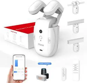Automatic Curtain Opener - Electric Curtains with Remote Smart Curtain Opener Electronic for Roman/U/T Rails, Bluetooth Curtain Opener with App/Timer, Compatible with Alexa and Google Home