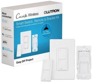 Caseta 3-Way Smart Switch Kit; Switch, Wireless Remote & More Wireless 3-way kit allows you to add a second switch anywhere without running wire. For lighting and fans P-PKG1WS-WH, White Caseta 3-Way Smart Switch Kit; Switch, Wireless Remote & More Wireless 3-way kit allows you to add a second switch anywhere without running wire. For lighting and fans P-PKG1WS-WH, White