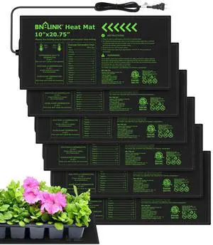 Durable Seedling Heat Mats for Seed Starting 10" x 20.75", 6 Pack Waterproof Warming Mat Plant Heating Pad for Seed Germination, Indoor Growing, Hydroponic, Greenhouse, ETL Listed Durable Seedling Heat Mats for Seed Starting 10" x 20.75", 6 Pack Waterproof Warming Mat Plant Heating Pad for Seed Germination, Indoor Growing, Hydroponic, Greenhouse, ETL Listed