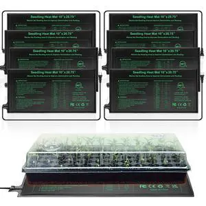 Seedling Heat Mat 8 Pack, 10" x 20.75" MET-Certified Warm Hydroponic Heating Pad, Waterproof Warm Hydroponic Plant Heating Mat for Germination, Greenhouse Grow Seed Starter Seedling Heat Mat 8 Pack, 10" x 20.75" MET-Certified Warm Hydroponic Heating Pad, Waterproof Warm Hydroponic Plant Heating Mat for Germination, Greenhouse Grow Seed Starter