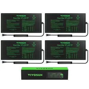 4-Pack 10" x 20.75" Durable Waterproof Seedling Heat Mat, UL & MET-Certified Warm Hydroponic Heating Pad for Germination, Indoor Gardening, Greenhouse 4-Pack 10" x 20.75" Durable Waterproof Seedling Heat Mat, UL & MET-Certified Warm Hydroponic Heating Pad for Germination, Indoor Gardening, Greenhouse