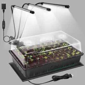 60 Cell Seed Starter Kit with Grow Light and Heat Mat, Seed Starter Tray with Higher 4.3 Humidity Dome, 4/8/12/18H Timer, Flexible Light for Indoor Seed Starting & Seedling 60 Cell Seed Starter Kit with Grow Light and Heat Mat, Seed Starter Tray with Higher 4.3 Humidity Dome, 4/8/12/18H Timer, Flexible Light for Indoor Seed Starting & Seedling