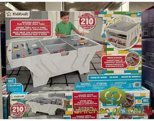 KidKraft Building Bricks Play N Store Mega Table w/210 Bricks, White 1601399