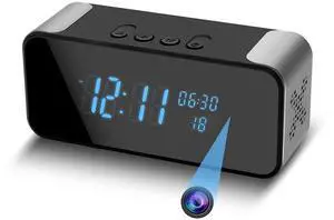 Hidden Camera,Wireless Indoor Camera for Home Security, 3 in 1 Nanny Cam with Clock & Bluetooth Speaker, 4K HD Night Vision & Motion Detection,Local SD Recording/Replay, Video Only Security Camera