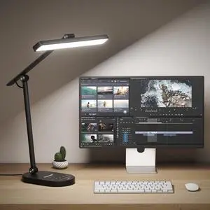 Desk Lamp for Home Office, H4 Sunturalux Eye-Caring LED Desk Light, 700LM Dimmable Desk Lamp with Timer, Adjustable Desk Reading Light, Touch Auto Dimming Table Lamp for Study, Bedroom