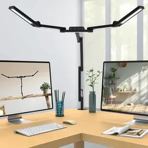 Architect Desk Lamp with 5 Light Bars for Home Office, 32.5Inch Long Led Desk Light with Clamp, 24W Tall Foldable Computer Lamp with Swing Arm, Bright Table Light for Desktop Working Drafting