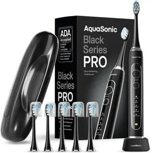 Black Series PRO  Ultra-Whitening Electric Toothbrush  5 Modes & Smart Timers  Premium Travel Case & 6 Proflex Brush Heads  ADA Accepted Toothbrush