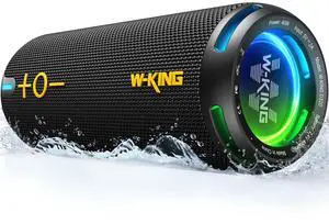 D320 40W Bluetooth Speaker, IPX7 Waterproof Portable Speaker with Dual Voice Coil, Customized EQ APP, 360 Sound, Party Lights, V5.3, TF/AUX, Black