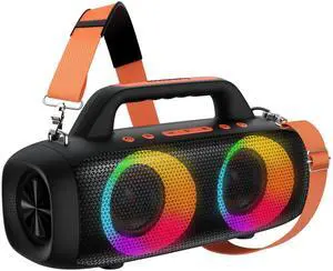 Roar 1 Portable Bluetooth Speaker,60W Powerful Sound with Deep Bass,IPX6 Waterproof,24H Playtime,Bluetooth 5.4,RGB Party Lights,Wireless Stereo Pairing,Travel Outdoor for Camping and Beach