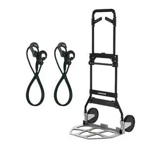 Folding Hand Truck Dolly Cart with Wheels,Heavy Duty 375lb Dolly for MovingAluminum Wheel Bracket and Steel Tube Frame, Foldable Hand Truck with Adjustable Handle for Moving Indoor/Outdoor