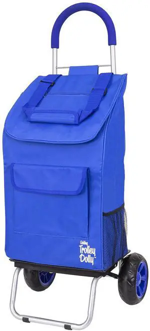 Trolley Dolly Blue Foldable Shopping cart for Groceries with Wheels and Removable Bag and Rolling Personal Handtruck, Standard Trolley Dolly Blue Foldable Shopping cart for Groceries with Wheels and Removable Bag and Rolling Personal Handtruck, Standard