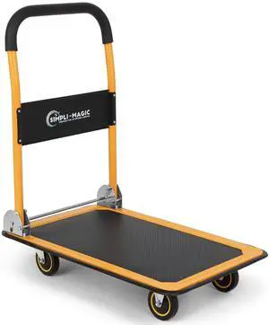 Push Cart Dolly, 330 LBS  Foldable Moving Platform Hand Truck  Easy Storage, 360 Degree Swivel Wheels Flat Bed Cart