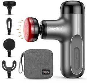 Mini Massage Gun with Heat, Deep Tissue Massage Gun, Portable Percussion Muscle Massager with 4 Massage Heads for Athletes