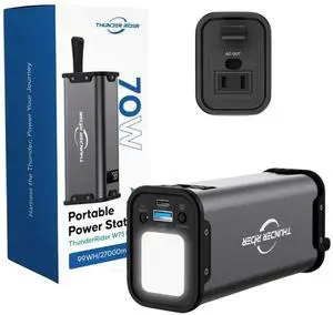 Portable Power Station 99Wh 27000mAh Camping Lithium Battery Large Power Bank with AC Outlet 70W for Home Backup Outdoor Emergency RV Van Hunting