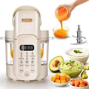 Glass Baby Food Maker, One Step Baby Food Processor Steamer Puree Blender Grinder Mills Machine, Auto Cooking & Grinding for Healthy Homemade Baby Food with 3 Age Stages, BPA-Free
