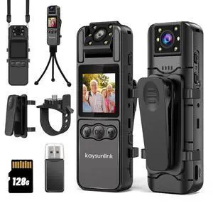 Body Camera with Audio and Video Recording 1080P FHD Mini Police Wearable Body Worn Cam Portable Small Personal Camcorder Sport Action Outdoor Video Recorder (128GB) Body Camera with Audio and Video Recording 1080P FHD Mini Police Wearable Body Worn Cam Portable Small Personal Camcorder Sport Action Outdoor Video Recorder (128GB)