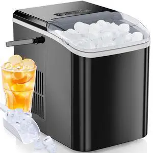 Ice Maker Machine with Handle,26lbs in 24Hrs,9 Ice Cubes in 6 Mins,Auto-Cleaning Portable Ice Maker with Basket and Scoop, Countertop Ice Maker for Home/Kitchen/Camping/RV, Sleek Black Ice Maker Machine with Handle,26lbs in 24Hrs,9 Ice Cubes in 6 Mins,Auto-Cleaning Portable Ice Maker with Basket and Scoop, Countertop Ice Maker for Home/Kitchen/Camping/RV, Sleek Black