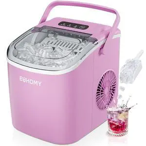Countertop Ice Maker Machine with Handle, 26lbs in 24Hrs, 9 Ice Cubes Ready in 6 Mins, Auto-Cleaning Portable Ice Maker with Basket and Scoop, for Home/Kitchen/Camping/RV. (Pink) Countertop Ice Maker Machine with Handle, 26lbs in 24Hrs, 9 Ice Cubes Ready in 6 Mins, Auto-Cleaning Portable Ice Maker with Basket and Scoop, for Home/Kitchen/Camping/RV. (Pink)