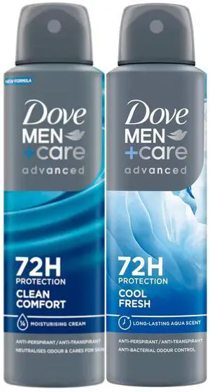Dove Men+Care Advanced Clean Comfort & Cool Fresh Antiperspirant Spray Duo 150 ml Dove Men+Care Advanced Clean Comfort & Cool Fresh Antiperspirant Spray Duo 150 ml