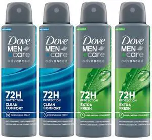 Dove Men+Care Advanced Spray Antiperspirant Variety Pack 2 Clean Comfort / 2 Extra Fresh 150 ml Dove Men+Care Advanced Spray Antiperspirant Variety Pack 2 Clean Comfort / 2 Extra Fresh 150 ml