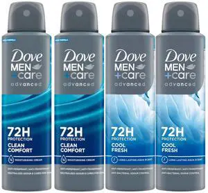 Dove Men+Care Advanced Spray Antiperspirant Variety Pack 2 Clean Comfort / 2 Cool Fresh 150 ml Dove Men+Care Advanced Spray Antiperspirant Variety Pack 2 Clean Comfort / 2 Cool Fresh 150 ml