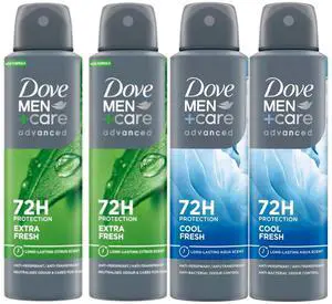 Dove Men+Care Advanced Spray Antiperspirant Variety Pack 2 Extra Fresh / 2 Cool Fresh 150 ml Dove Men+Care Advanced Spray Antiperspirant Variety Pack 2 Extra Fresh / 2 Cool Fresh 150 ml