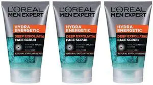 Loreal Paris Men Expert Face Scrub, Hydra Energetic Deep Exfoliating Face Wash For Men (3-Pack) Loreal Paris Men Expert Face Scrub, Hydra Energetic Deep Exfoliating Face Wash For Men (3-Pack)