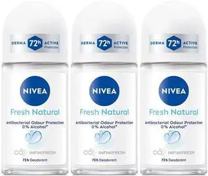 Nivea Fresh Natural Roll-On Antiperspirant Deodorant for Women 50 mL (3-Pack) Nivea Fresh Natural Roll-On Antiperspirant Deodorant for Women 50 mL (3-Pack)