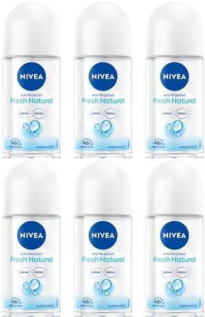Nivea Fresh Natural Roll-On Antiperspirant Deodorant for Women, 50 ml (6-Pack) Nivea Fresh Natural Roll-On Antiperspirant Deodorant for Women, 50 ml (6-Pack)
