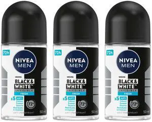 Nivea Men Black & White Invisible Fresh Roll-On Antiperspirant Deodorant, 50 ml (3-Pack) Nivea Men Black & White Invisible Fresh Roll-On Antiperspirant Deodorant, 50 ml (3-Pack)