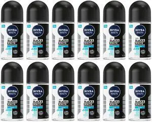 Nivea Men Black & White Invisible Fresh Roll-On Antiperspirant Deodorant, 50 ml (12-Pack) Nivea Men Black & White Invisible Fresh Roll-On Antiperspirant Deodorant, 50 ml (12-Pack)