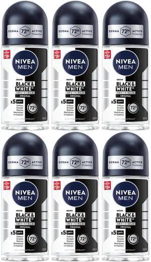 Nivea Men Black & White Original Roll On Deodorant 50 ml (6-Pack) Nivea Men Black & White Original Roll On Deodorant 50 ml (6-Pack)
