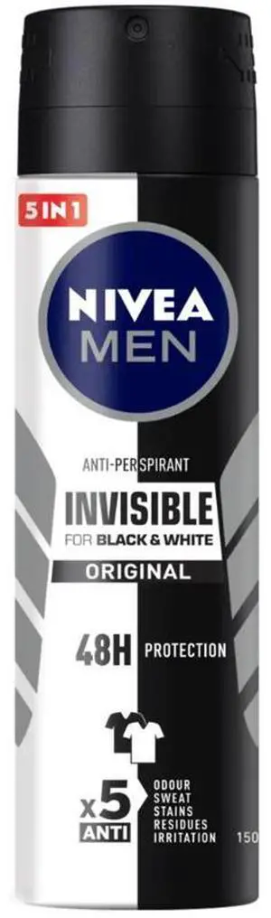 Nivea Men Invisible Black & White Spray 150 ml (1-Pack) Nivea Men Invisible Black & White Spray 150 ml (1-Pack)